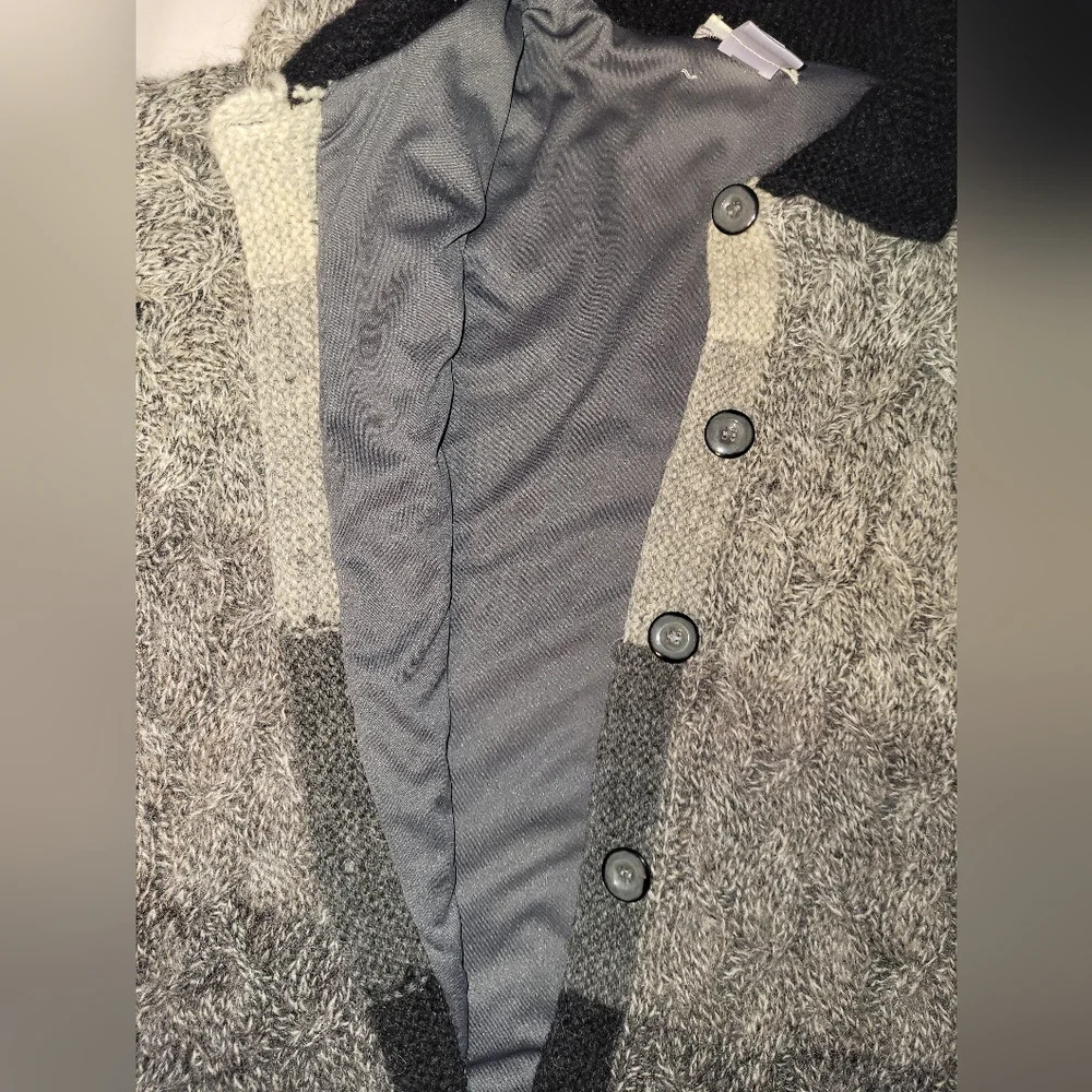 Susan Bristol Mohair Wool Blend Lined Cardigan Coat Size Medium Gray Black‎ - Picture 8 of 11